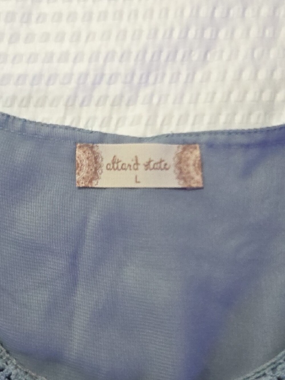 Altar'd State Sky Blue Crochet And Lace Detail Mini Dress Size Large - Picture 3 of 4